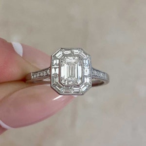 0.80ct GIA-Certified Emerald Cut Diamond Ring. Platinum Ring. image 1