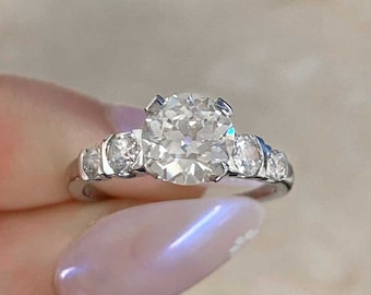 Antique Art Deco 1.15ct Old European Cut Diamond Engagement Ring,  Circa 1925. Handcrafted Platinum Ring.