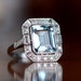 Aquamarine Diamond Halo and Platinum Engagement Ring image 0