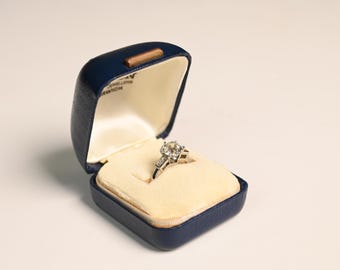 Vintage Mid-Century Ring. 2.14center-ct Old European Cut Diamond Ring. Prongs Set Diamond Ring, Circa 1950. Handcrafted in Platinum  Ring.