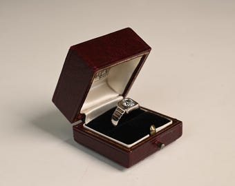 Late Art Deco 1.08center-ct Old European Cut. Bezel Set Diamond Ring, Circa 1935. Handcrafted in Platinum Ring with J Color and VS1 Clarity.