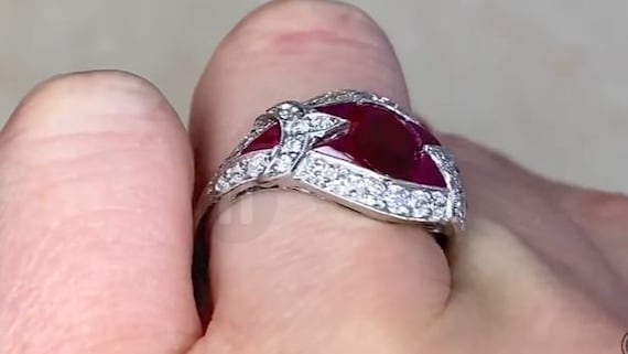 Ruby Ring. 1.08center-ct Oval Cut Natural Ruby Ri… - image 4