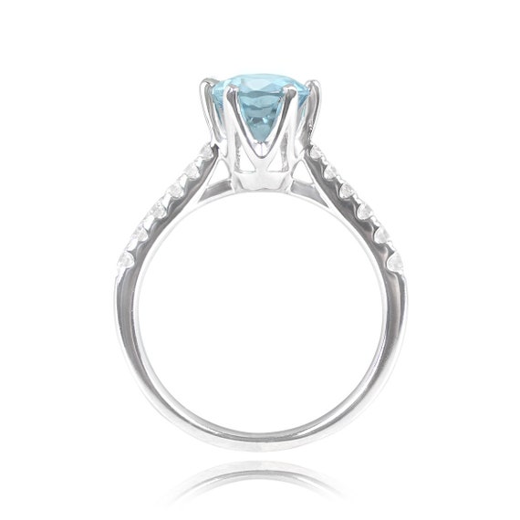 1.18ct Round Cut Aquamarine Ring. Handcrafted in … - image 4