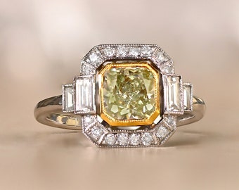 Sale - 1.15ct GIA- Certified Cushion Cut Diamond Engagement Ring. 18K Yellow Gold in Platinum Ring.