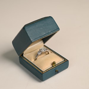 1.09center-ct GIA-Certificate Old European Cut Diamond Engagement Ring. Three Antique Diamonds Combined Ring. Handcrafted in Platinum Ring.