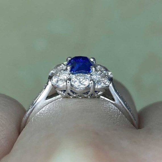 1.45ct AGL-Certified Cushion Cut Sapphire Ring wi… - image 7