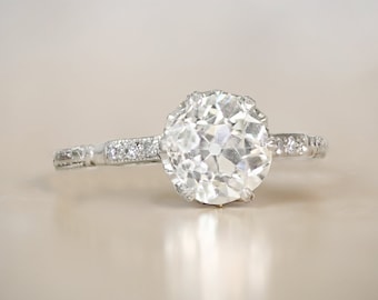 1920 Engagement Ring. Antique Art Deco 1.72ct Diamond Engagement Ring. GIA-Certified Platinum Ring.