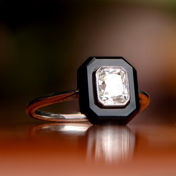 Vintage Hand Crafted Antique Style Onyx Engagement Ring With Etsy