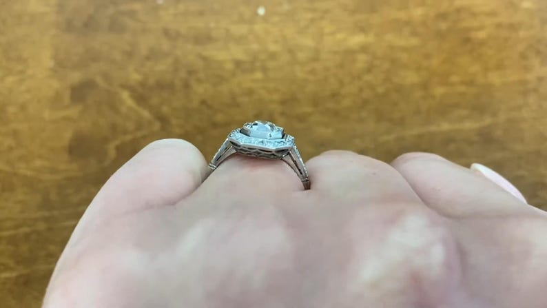 Octagonal Halo Diamond Ring