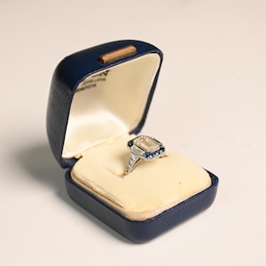 Sale - 2center-ct GIA-Certified Emerald Cut Diamond Ring. French Cut Sapphire Accent. Baguette Cut Diamond Ring. Handcrafted Platinum Ring.