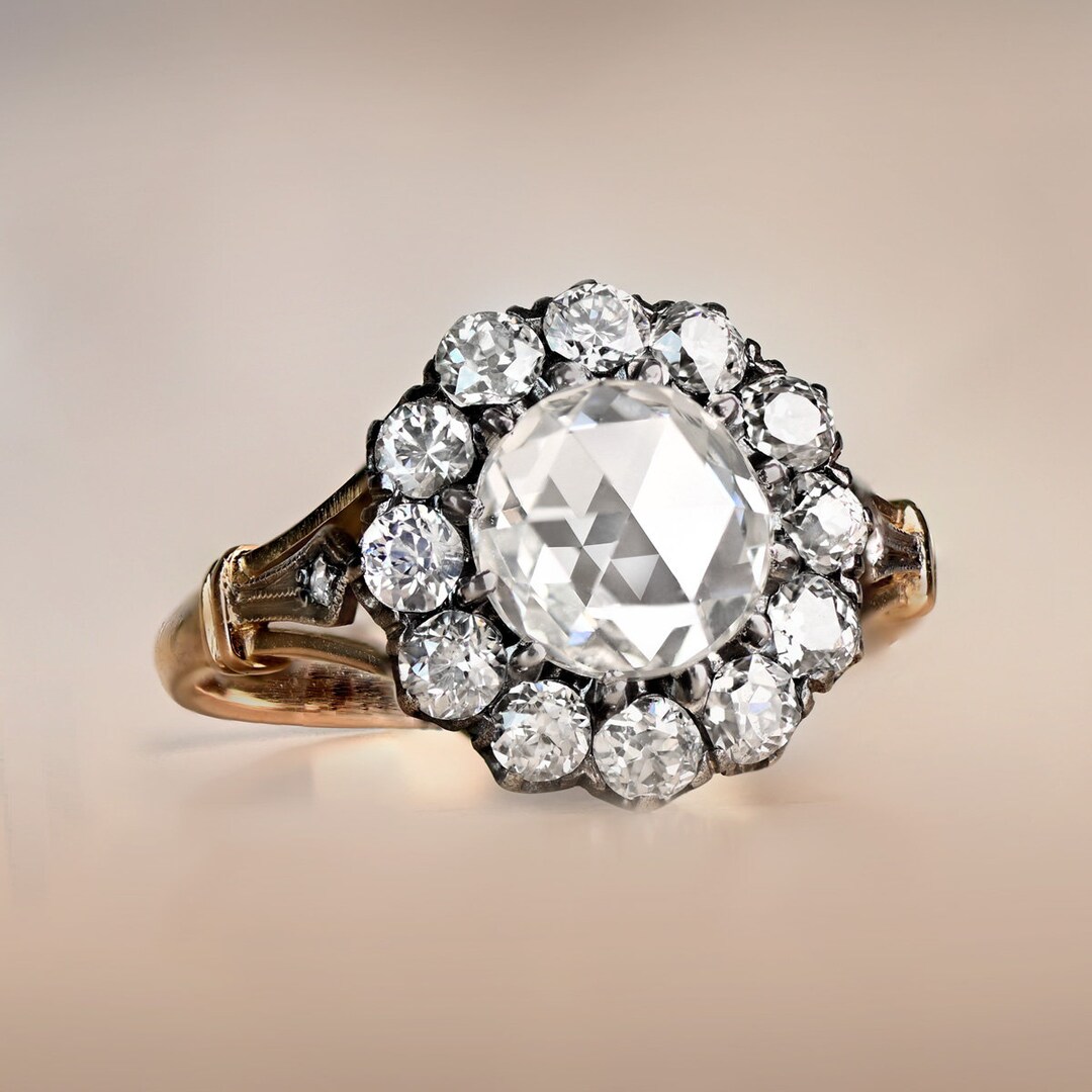 Rose cut deals diamond cluster ring