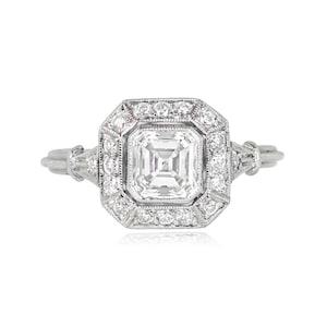 0.84 Carat Asscher-Cut Diamond Engagement Ring GIA certified H color, VVS2 Hand-Crafted Platinum image 3