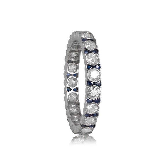 Sale - Diamond and Sapphire Eternity Wedding Band… - image 4