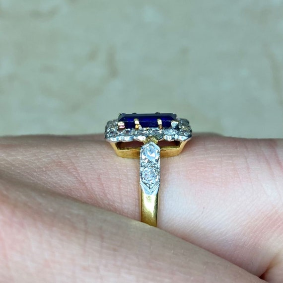 Antique Edwardian 0.75ct Sapphire Ring with Recta… - image 7