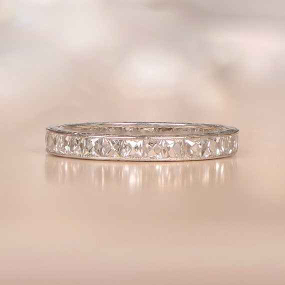 0.65ct Vintage Style Diamond Channel Wedding Band Antique Ring