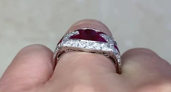 Ruby Ring. 1.08center-ct Oval Cut Natural Ruby Ri… - image 5