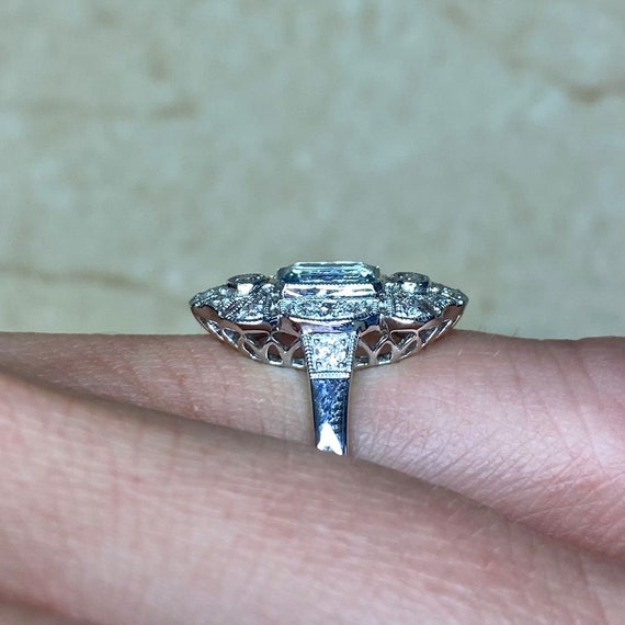 0.55ct Emerald Cut Aquamarine and Diamond Ring. P… - image 8