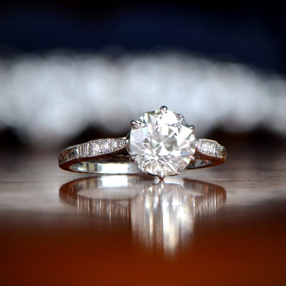 1.81ct Vintage Style Engagement Ring , Antique Diamond and Estate Ring , Vintage Diamond Solitaire Engagement Rings