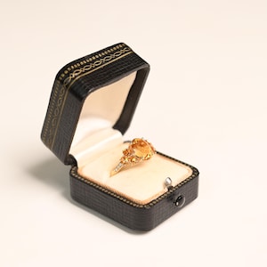 3.44center-ct Oval Cut Citrine Ring. Diamond and Citrine Ring. Large Citrine Ring with Diamond Accent. Handcrafted in 18K Yellow Gold Ring.