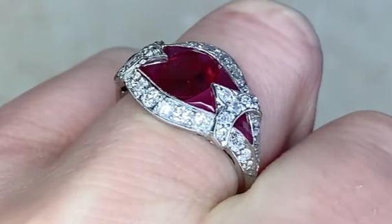 Ruby Ring. 1.08center-ct Oval Cut Natural Ruby Ri… - image 8