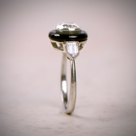 1.24 Carats Art Deco  Onyx and Diamond Ring. Hand… - image 8