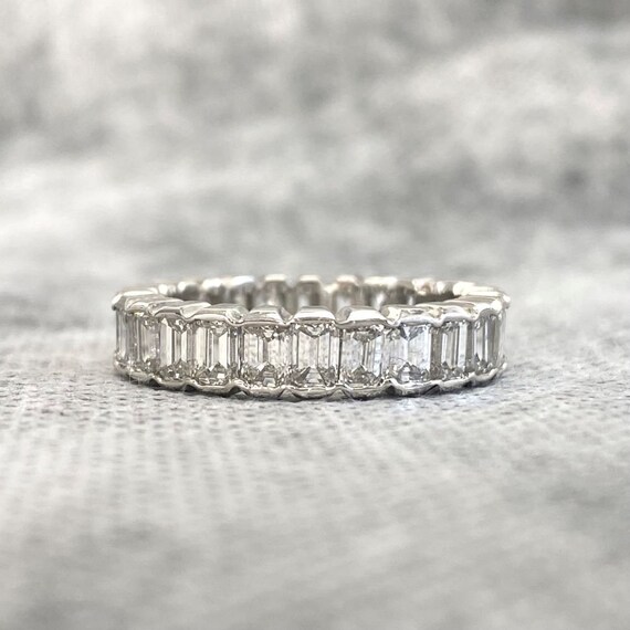 Alliance diamant taille emeraude 3 80 carats. Jonc de diamants serti demi clos. Bracelet en platine fabrique a la main. Couleur G H et clarte VS1 VS2. Etsy Canada