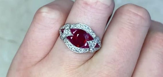 Ruby Ring. 1.08center-ct Oval Cut Natural Ruby Ri… - image 9