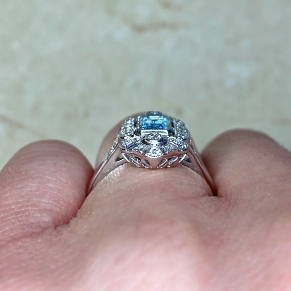 0.55ct Emerald Cut Aquamarine and Diamond Ring. P… - image 7