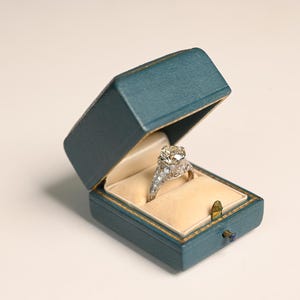 Antique Art Deco Ring. 2.50center-ct Old European Cut Diamond Engagement. Prongs Set Diamonds Ring, Circa 1925. Handcrafted Platinum Ring.