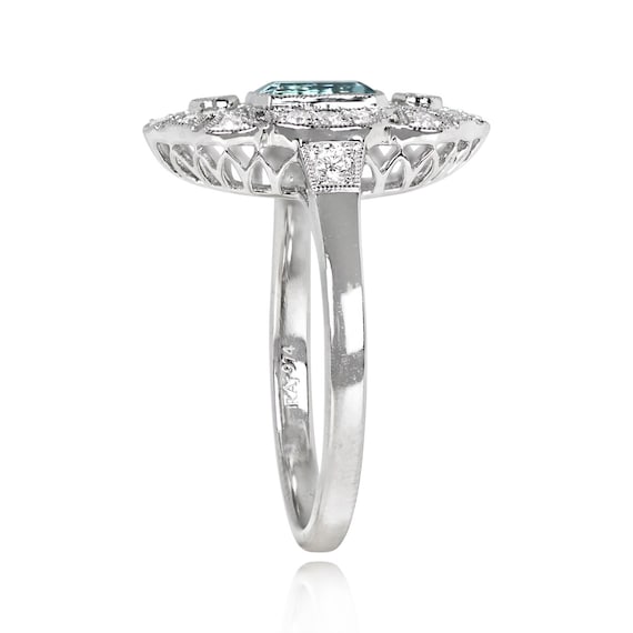 0.55ct Emerald Cut Aquamarine and Diamond Ring. P… - image 4