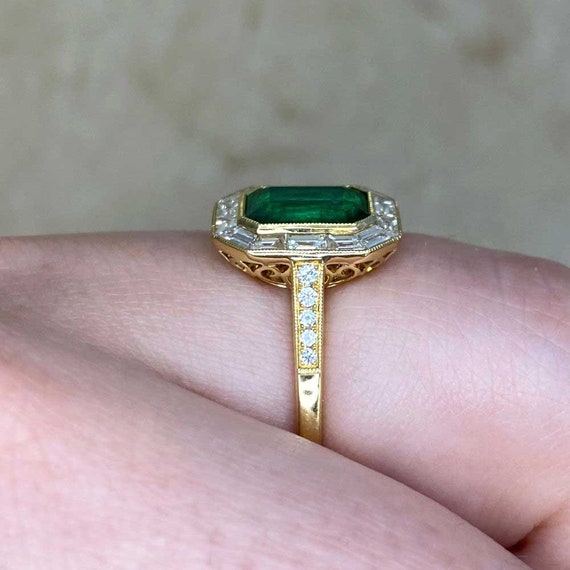 1.62ct Natural Emerald Cut Emerald and Diamond Ri… - image 8
