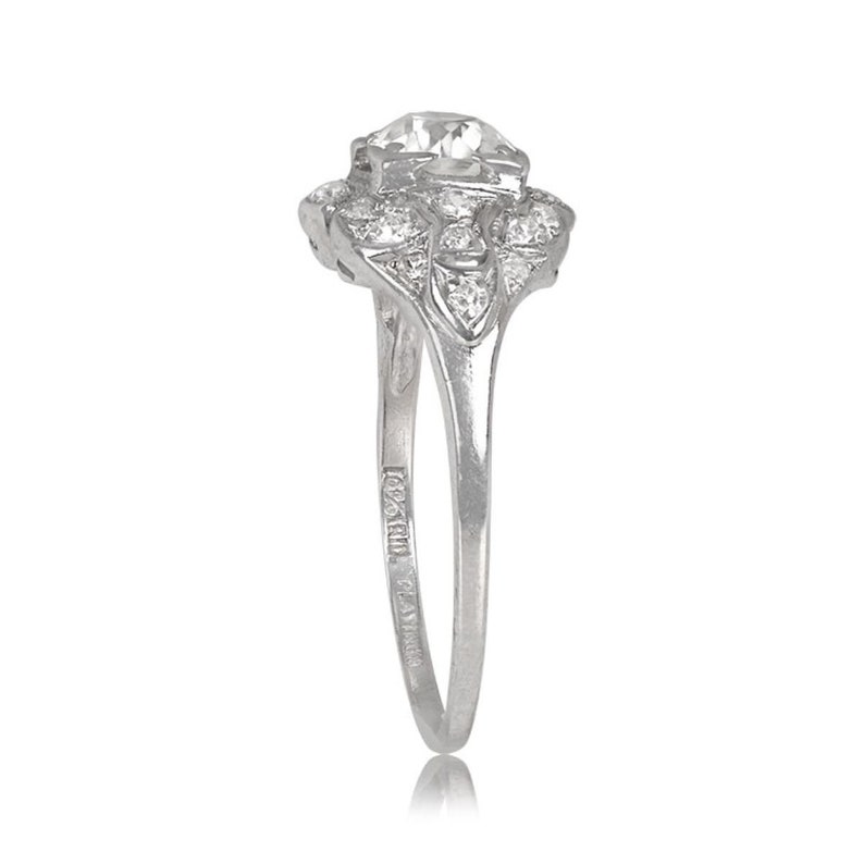 Vintage Art Deco 0.90ct Old European Cut Diamond Engagement Ring, Circa 1930. Handcrafted Plarinum Ring. image 3