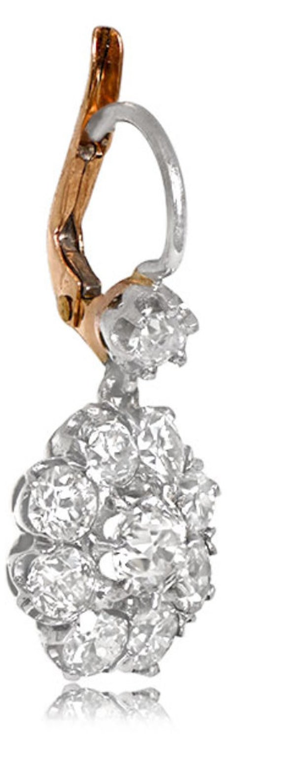 3.10ct Old European Cut Diamond Earring. Prong Pl… - image 4