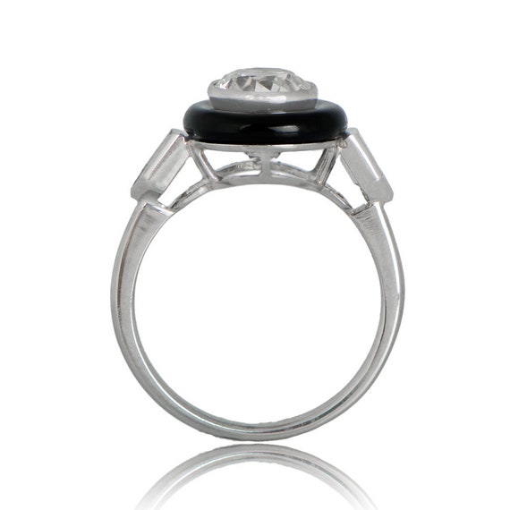 1.24 Carats Art Deco  Onyx and Diamond Ring. Hand… - image 5