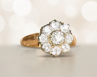 Antique Edwardian 1.10ct Old Mine Cut Diamond Ring, Circa 1900. Handcrafted Platinum on 14k Yellow Gold Ring.