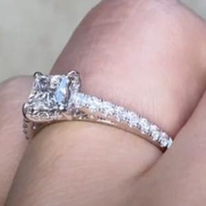 0.51center-ct GIA-Certified Diamond Engagement Ring. Princess Cut Diamond Ring. F Color and I1 Clarity. 18K White Gold Engagement Ring