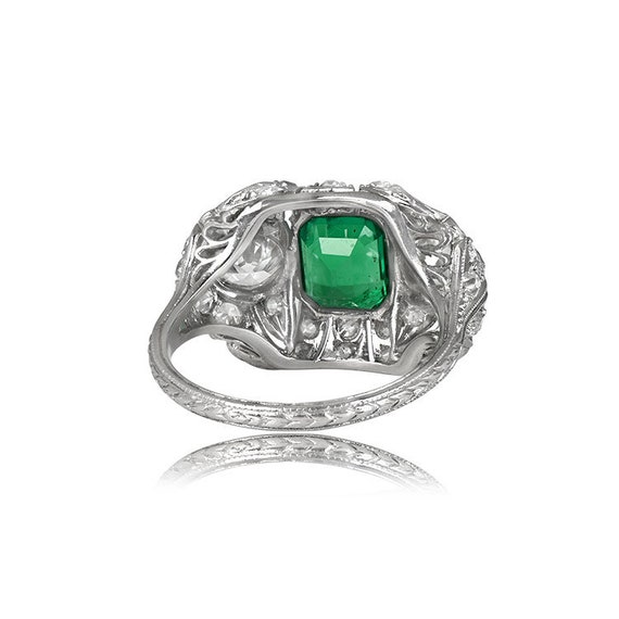 1ct Emerald Cut. Antique Edwardian Emerald and Di… - image 5