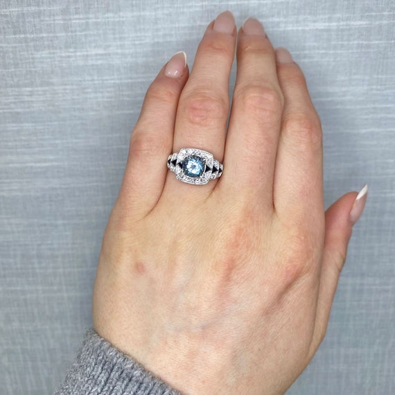 1.21ct Aquamarine Gemstone Ring. Handcrafted Plat… - image 3