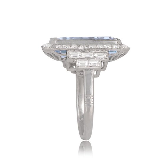 Aquamarine and Diamond Halo Ring - 5.30 Carat Nat… - image 3