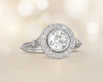 0.79ct Diamond Engagement Ring. Handcrafted Platinum Ring.