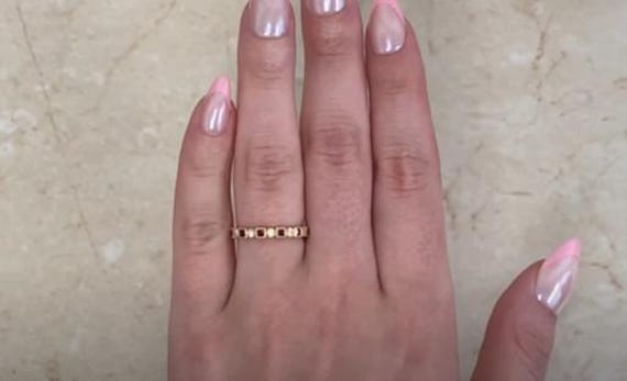 French Cut Rubies and Round Brilliant Diamond Wed… - image 3