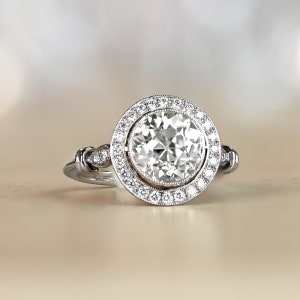 Sale - 2.25ct Old European Cut Diamond Engagement Ring. Handcrafted Platinum Ring.