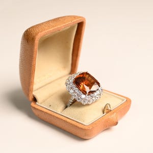 13center-ct Cushion Cut Citrine Ring. Prong Set Citrine Ring. Citrine Cocktail Ring. Double Halo Diamond Ring. Handcrafted Platinum Ring.