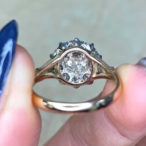 Sale 0.76ct Old European Cut Diamond Engagement Ring. Handcrafted in Platinum on 18K Yellow Gold Ring. image 7