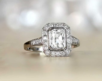 Sale - 1.03ct GIA-Certified Antique Cushion Cut Diamond Ring. Handcrafted Platinum Ring.