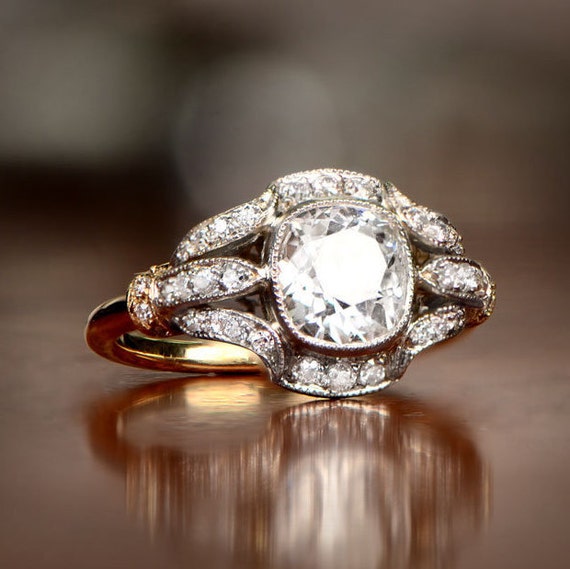 Estate Style 1.52ct Old Mine Cut Diamond Engagement Ring. | Etsy