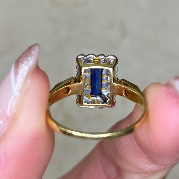 Antique Edwardian 0.75ct Sapphire Ring with Recta… - image 8