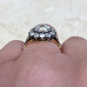 Victorian Style 1.26 Carat Rose Cut Diamond Halo Floral Engagement Ring Total Diamond Weight Approx. 1.98 Carats image 7