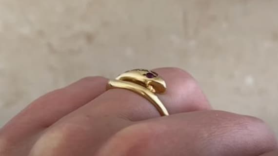 Vintage Coiled Serpent Design Ring. Two-Ruby Set … - image 8