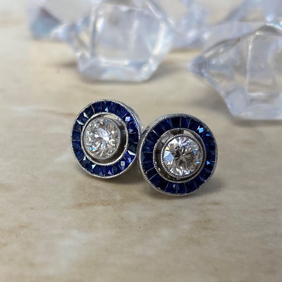 1ct French Cut Diamond Earring. Platinum Earring. - image 4